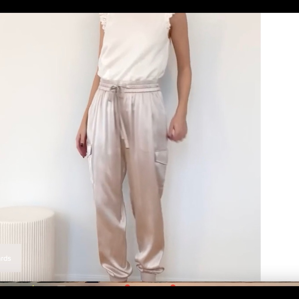 Cami NYC Silk Elsie Cargo Pant in Sand. XS